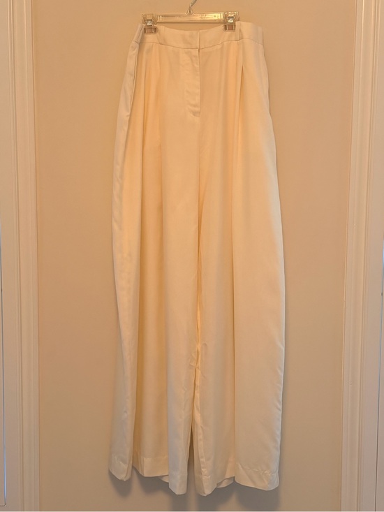 Zimmermann Pants - Zimmermann Wide-Leg Cream Satin Trousers